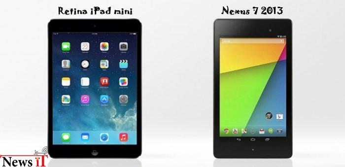 مقایسه اجمالی میان تبلت های رتینا آیپد مینی Retina iPad mini اپل و نسخه ۲۰۱۳ نکسوس Nexus 7