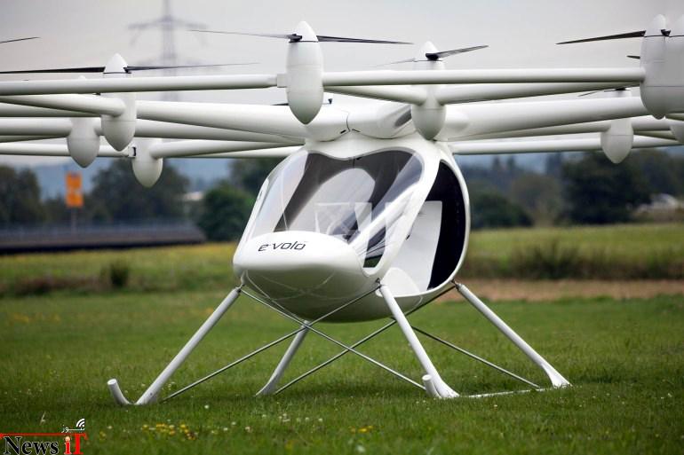 پرواز پرنده الکتریکی ۱۸ روتور Volocopter از کمپانی E-volo