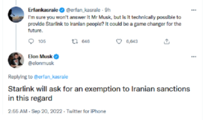 ایلان ماسک در پی معافیت از تحریم‌ها برای ارائه‌ی اینترنت ماهواره‌ای به مردم ایران